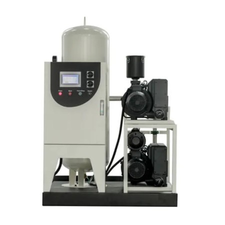 Lubricated rotary vane medical vacuum system
